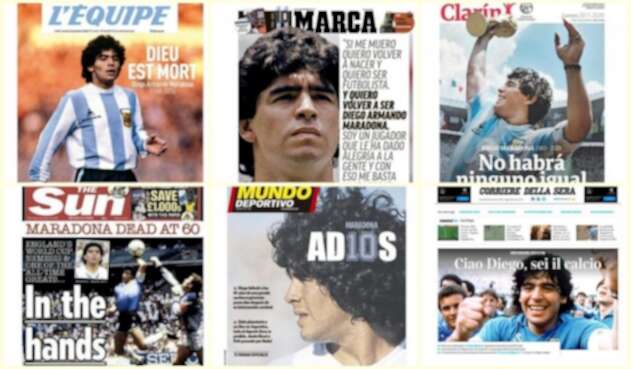 Portadas del mundo por la muerte de Diego Maradona