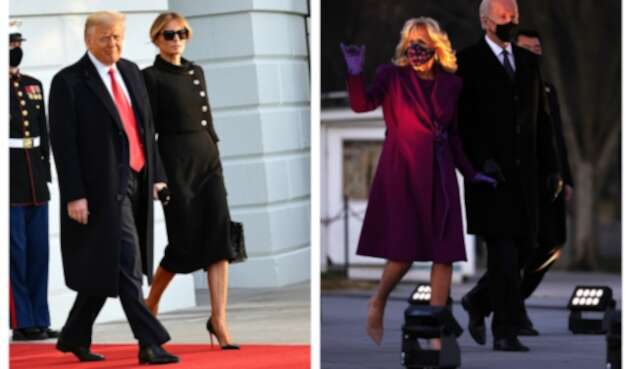 Donald Trump y Joe Biden con sus esposas
