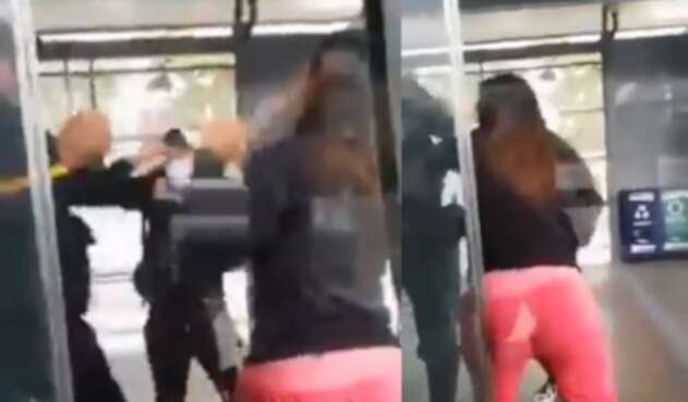 Dos mujeres le pegan a un guarda de seguridad del MIO, en Cali