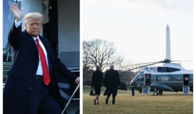 Donald Trump saliendo de la Casa Blanca