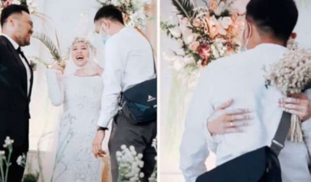 Abrazó a su exnovio en su matrimonio