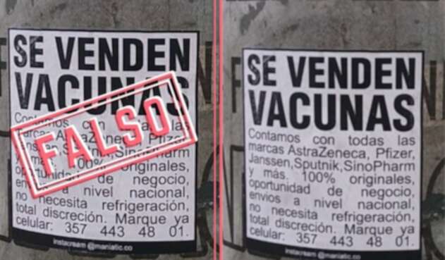 Cartel de 'Se venden vacunas' Cartel de 'Se venden vacunas'