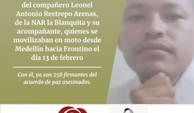 Excombatiente asesinado Antioquia