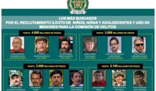 Cartel de los más buscados por reclutamiento de menores
