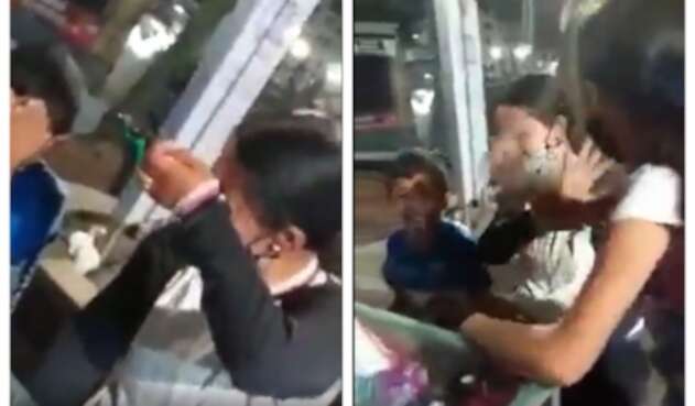 Niños le pegan a la mamá en Armenia