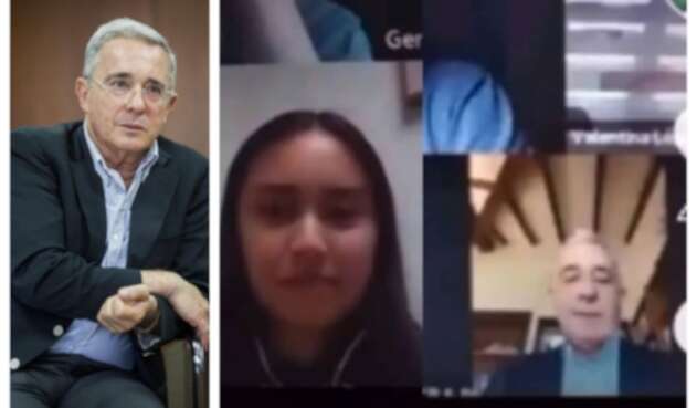 Estudiante Andrea Pulido y Álvaro Uribe