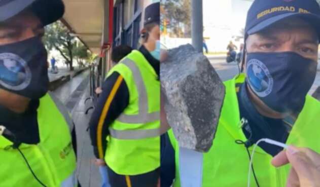 Guarda de seguridad defendió la protesta en paz tras esquivar una pedrada