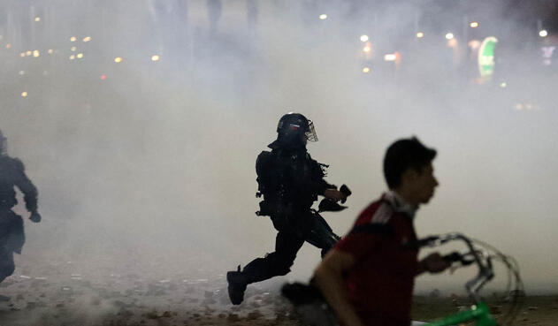 ENFRENTAMIENTOS ENTRE MANIFESTANTES Y POLICIA DEL ESMAD EN SOACHA