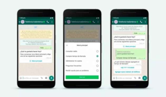 Interfaz de WhatsApp Business