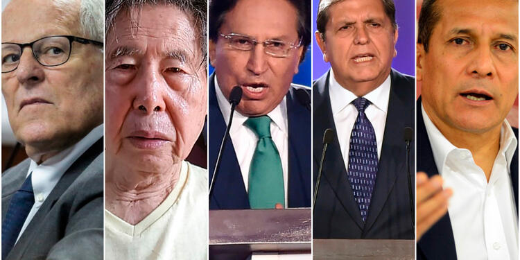 Pedro Pablo Kuczynski, Alberto Fujimori, Alejandro Toledo, Alan García y Ollanta Humala