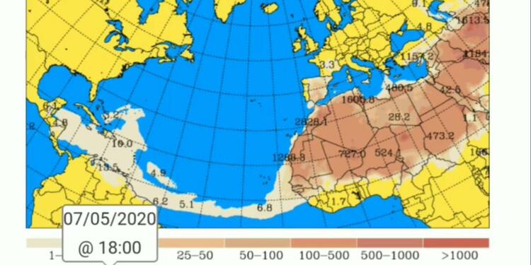 Imagen de los modelos meteorológicos que confirman el fenómeno natural
