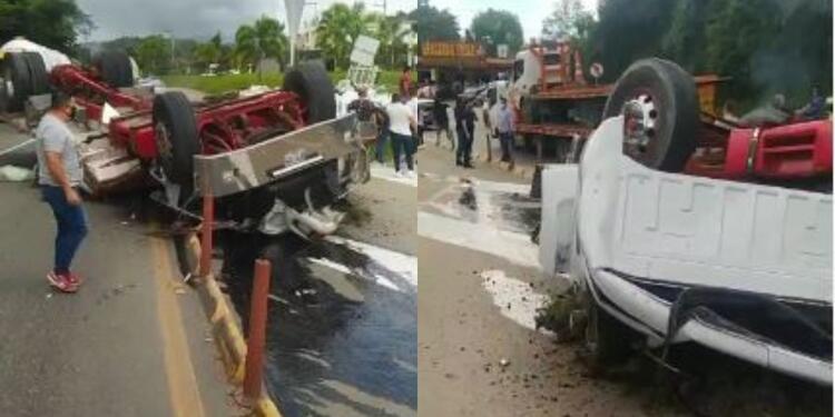 Tractomula se volcó tras chocar en Silvania, Cundinamarca