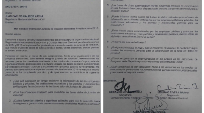 Derecho de petición del Consejo Nacional Electoral sobre jurados de votación Derecho de petición del Consejo Nacional Electoral sobre jurados de votación