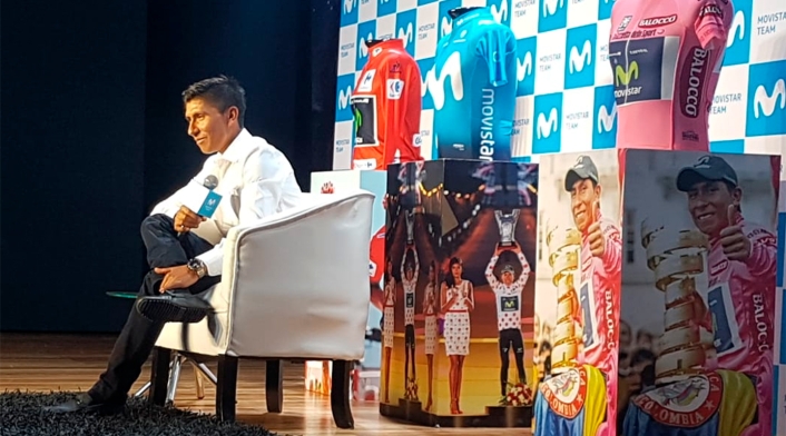 Nairo Quintana, ciclista colombiano al servicio de Movistar Team, en rueda de prensa en Bogotá Nairo Quintana, ciclista colombiano al servicio de Movistar Team, en rueda de prensa en Bogotá