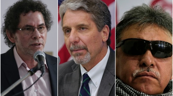 Pastor Alape, Kevin Whitaker y Jesús Santrich Pastor Alape, Kevin Whitaker y Jesús Santrich