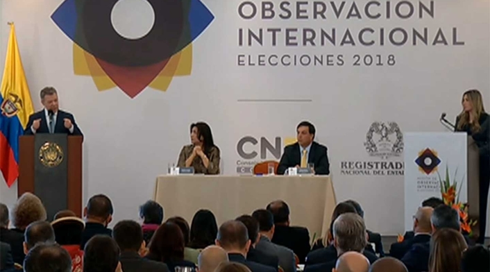 Presidente Santos en la instalación Misión de Observación Internacional Presidente Santos en la instalación Misión de Observación Internacional