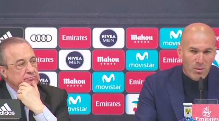 Florentino Pérez y Zinedine Zidane en la rueda de prensa Florentino Pérez y Zinedine Zidane en la rueda de prensa