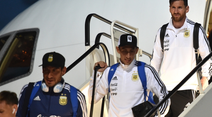 La Selección de Argentina llegando al aeropuerto de Zhukovsky, en Rusia, el 9 de junio de 2018 La Selección de Argentina llegando al aeropuerto de Zhukovsky, en Rusia, el 9 de junio de 2018