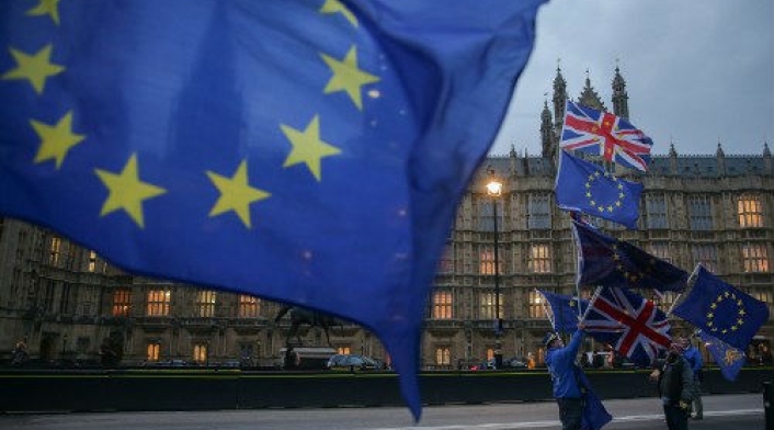 Bandera Unión Europea en Londres (brexit)