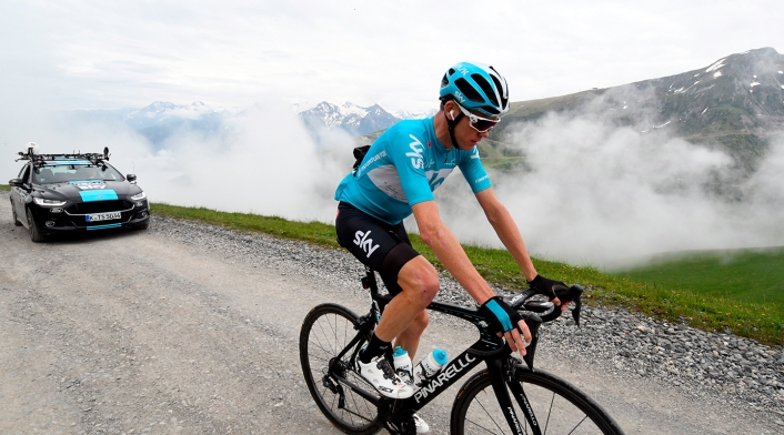 Chris Froome entrenando en Saint-Lary-Soulan (Francia)