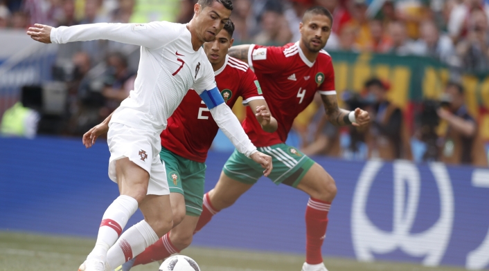Cristiano Ronaldo en el juego ante Marruecos Cristiano Ronaldo en el juego ante Marruecos