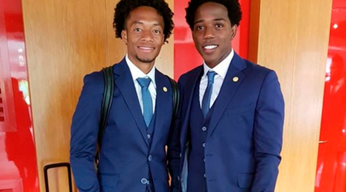 Juan Guillermo Cuadrado y Carlos Sánchez al salir de Italia rumbo a Rusia