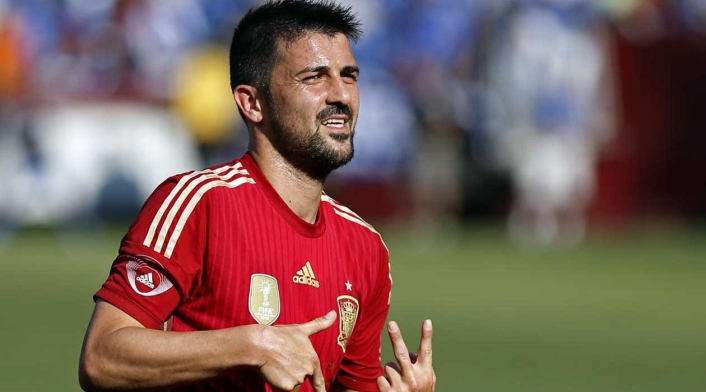 David Villa, delantero español, jugando con la Selección de su país