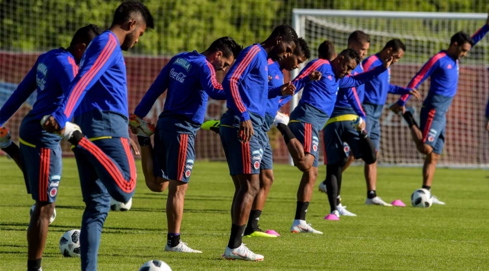 La Selección Colombia en un entrenamiento antes del partido ante Japón