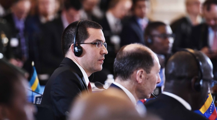 Jorge Arreaza, canciller de Venezuela, durante la Asamblea de la OEA en Washington (Estados Unidos)