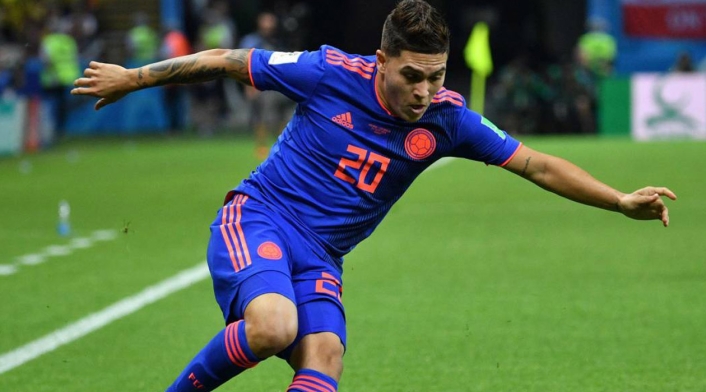Juan Fernando Quintero jugando con Colombia ante Polonia