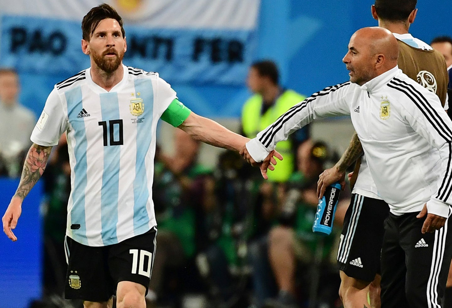 Leo Messi y Jorge Sampaoli
