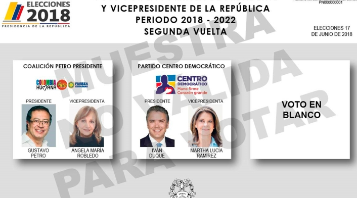 Así es el tarjetón electoral para la segunda vuelta de las elecciones presidenciales