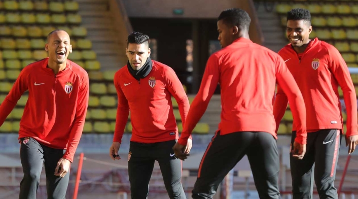 Falcao y Thomas Lemar en un entrenamiento del Mónaco