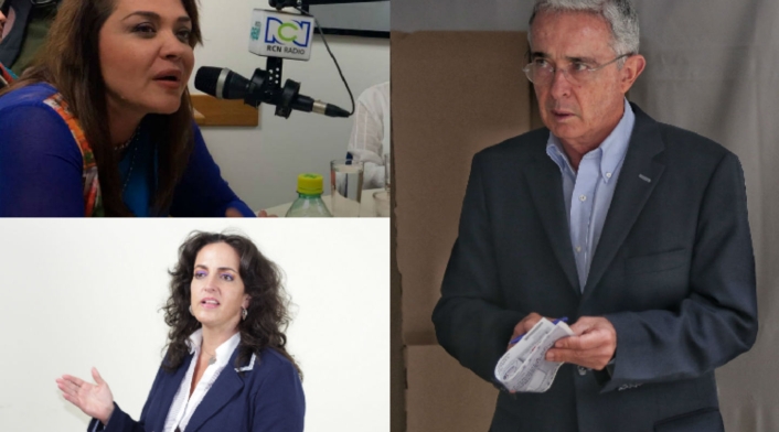 Álvaro Uribe con Margarita Restrepo y María Fernanda Cabal