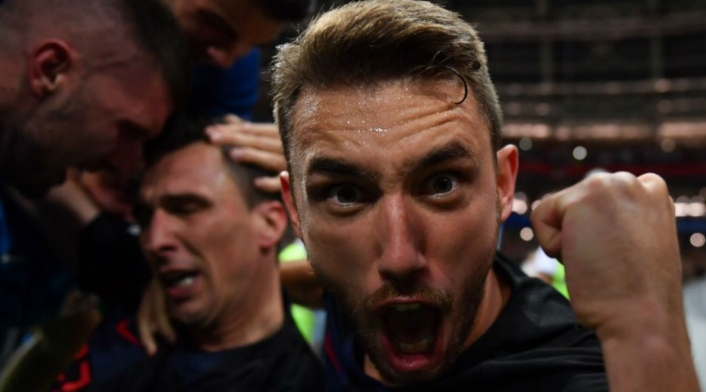 Celebración del gol de Croacia