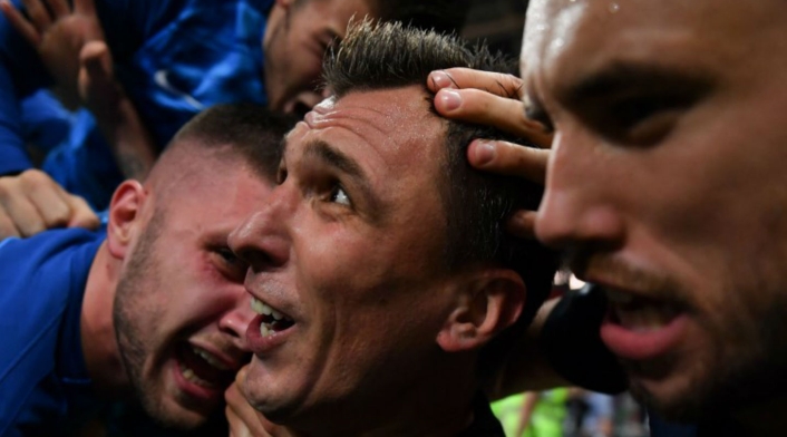 Celebración del gol de Croacia