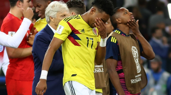 Johan Mojica después del juego de octavos de final del Mundial de Rusia