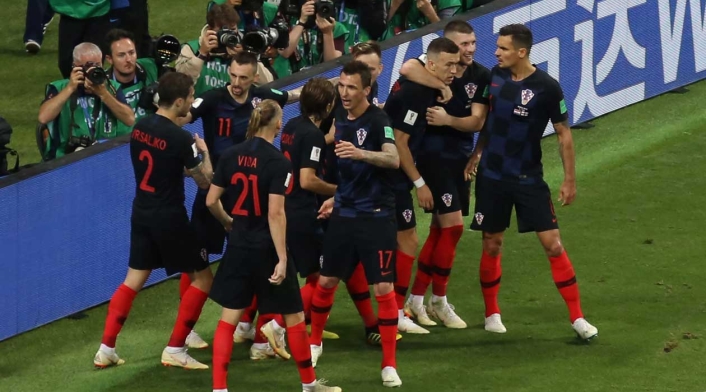 Croacia celebra el gol del empate parcial frente a Inglaterra