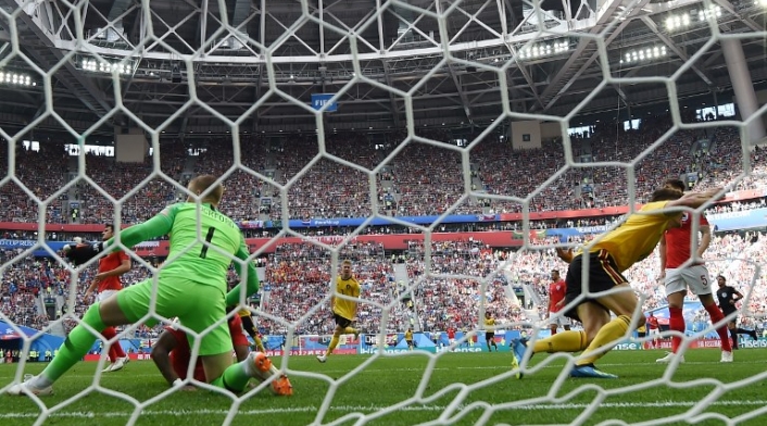 El momento del gol de Thomas Meunier en el Bélgica vs Holanda, en el San Petersburg Stadium El momento del gol de Thomas Meunier en el Bélgica vs Holanda, en el San Petersburg Stadium