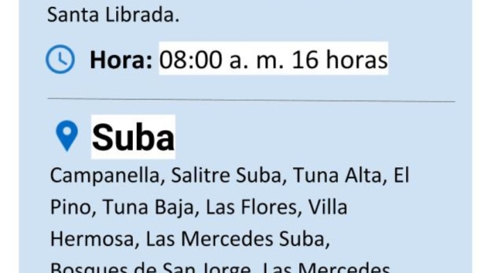 Cortes de agua 11 de julio
