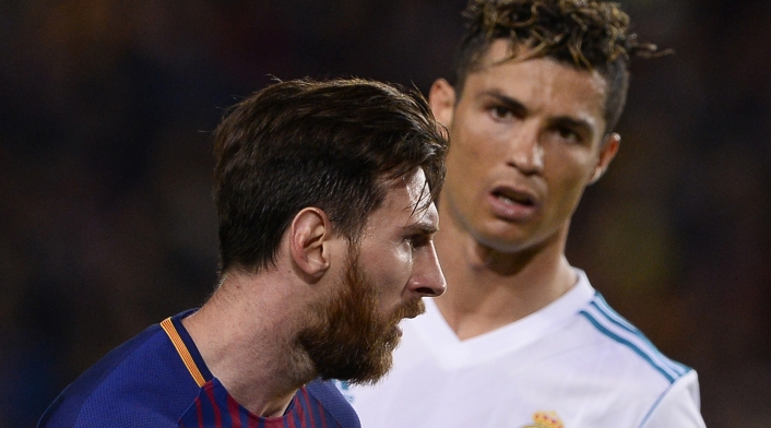 Messi y Cristiano en un clásico Barcelona vs Real Madrid