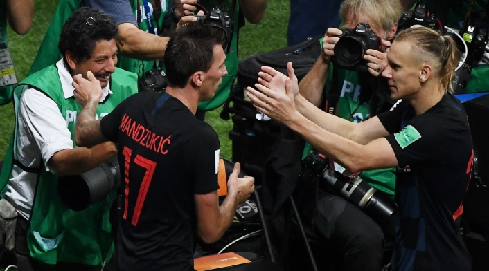 Croatas celebrando el paso a la final del Mundial