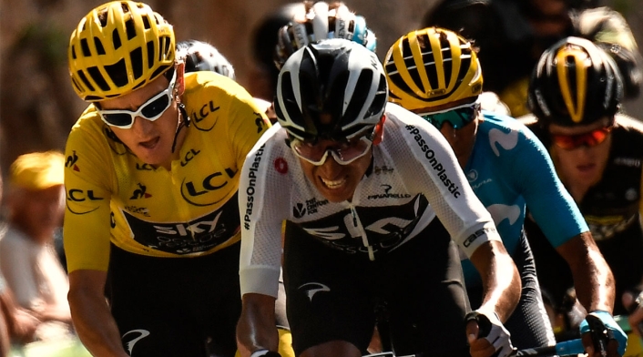Egan Bernal junto a Geraint Thomas en una de las etapas del Tour de Francia