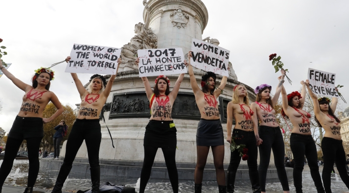 Protesta del movimiento feminista Femen, en Francia