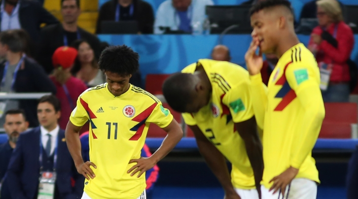 Juan Guillermo Cuadrado, Cristian Zapata y Wilmar Barrios tristes por la derrota de Colombia Juan Guillermo Cuadrado, Cristian Zapata y Wilmar Barrios tristes por la derrota de Colombia