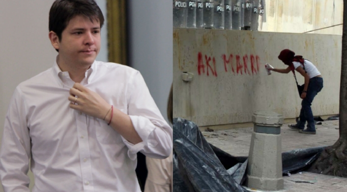 Miguel Uribe calificó de vandalismo los grafistis