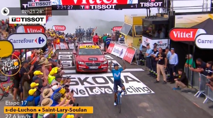 Nairo Quintana, luego de ganar la etapa 17 del Tour de Francia Nairo Quintana, luego de ganar la etapa 17 del Tour de Francia