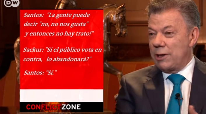 El presidente Juan Manuel Santos en la entrevista con Deutsche Welle (DW) de Alemania