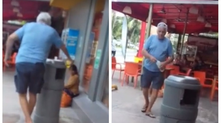 Hombre arrojando ácido