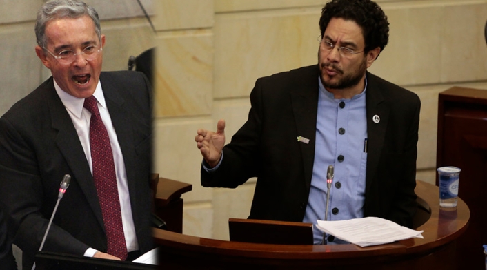 Álvaro Uribe (izq) e Iván Cepeda (der), senadores de la República